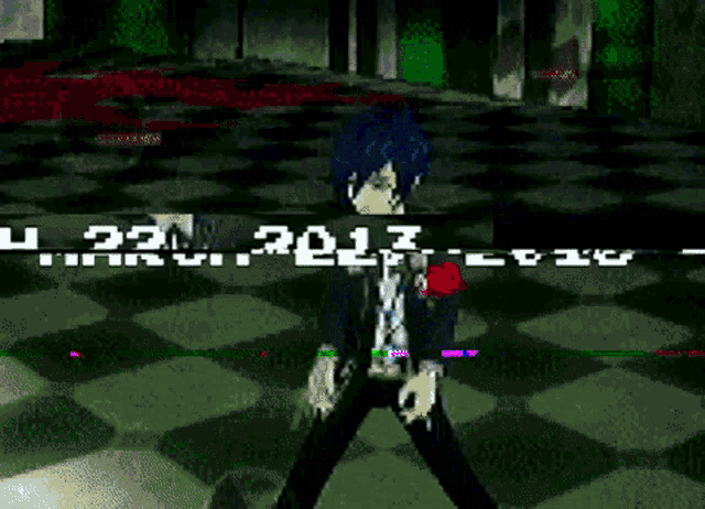 a pixelated image of a man holding a rose with the year 2013 visible