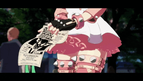 a girl in a pink and white dress is holding a flyer that says ' wanted ' on it