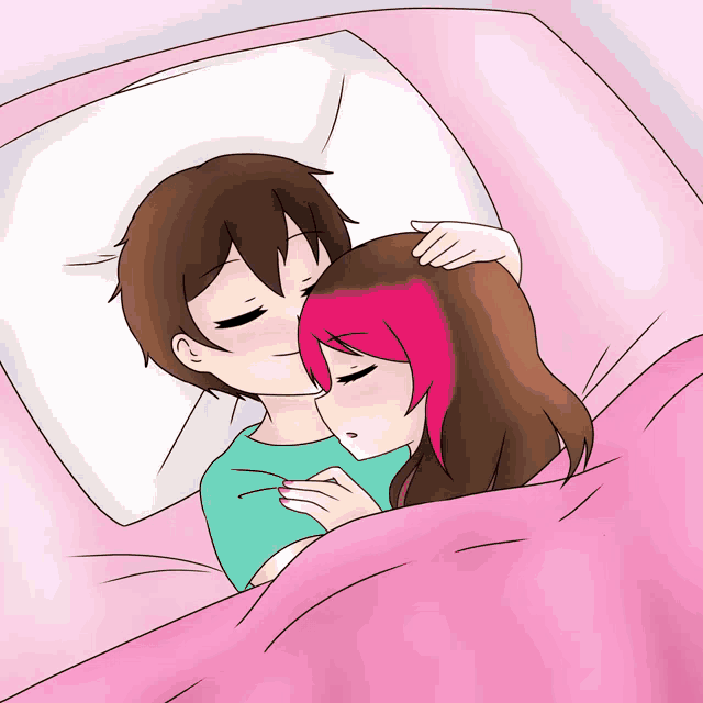 a drawing of a boy and a girl hugging each other