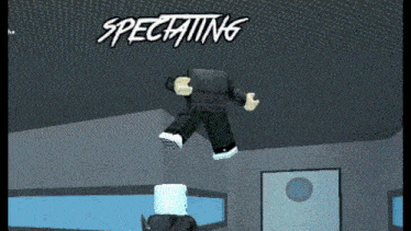a cartoon character is jumping in the air with the words spechating written above him