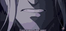 a man in a white robe is standing in front of a purple dragon .