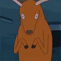 a cartoon drawing of a kangaroo with a surprised look on its face