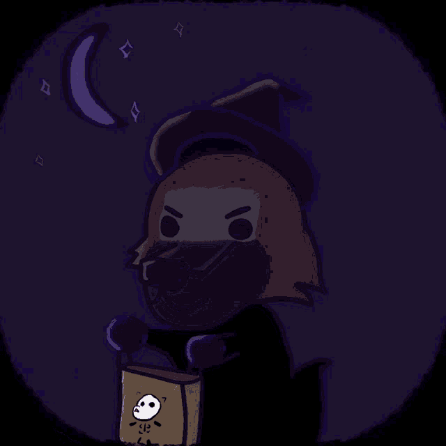 a cartoon of a dog dressed as a witch