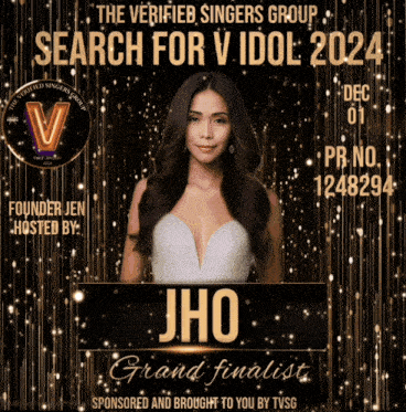 a poster for the verified singers group shows a woman in a white dress