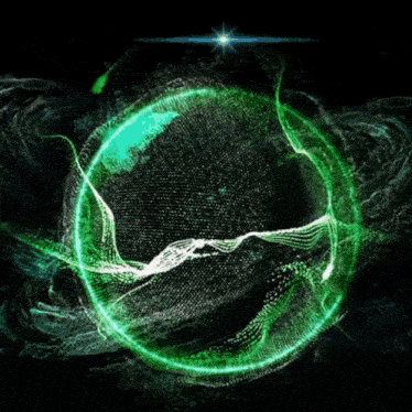 a green sphere with a star in the middle