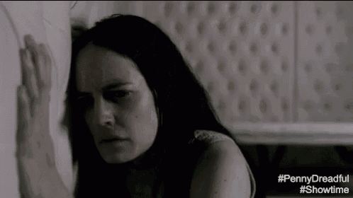 a woman leaning against a wall with the hashtag pennydreadful showtime