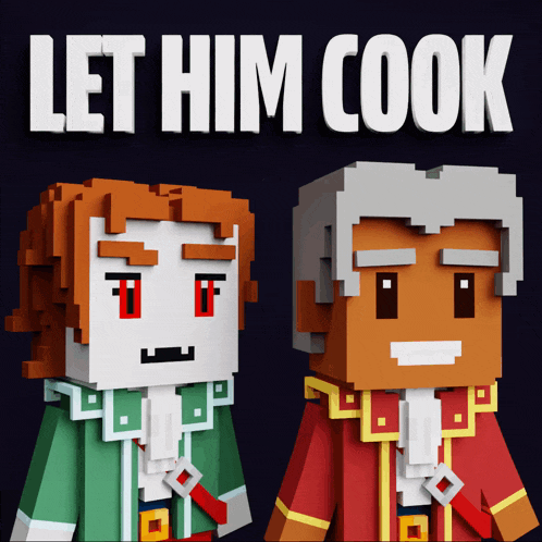 a poster for a video game called let him cook features two cartoon characters