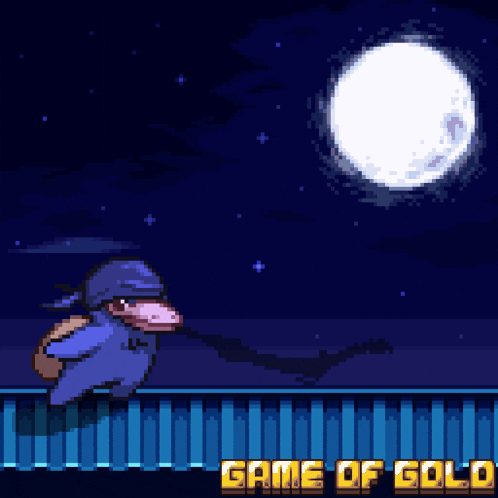 a pixel art drawing of a duck with the words game of gold underneath it