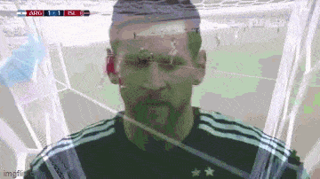 a soccer player is looking at the camera with a score of 1 to 1