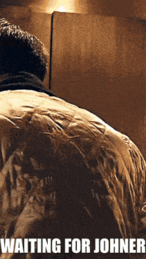 a poster for a movie called waiting for johner features a man in a jacket