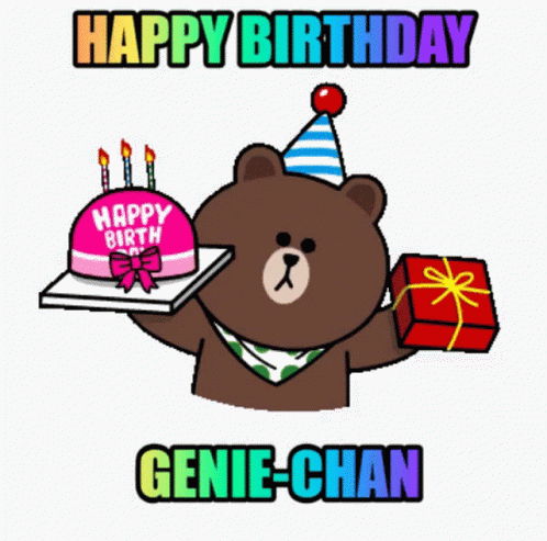 Happy Birthday Geniechan GIF - Happy Birthday Geniechan Brown GIFs