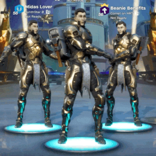 midas lover and beanie benefits are standing next to each other in a game