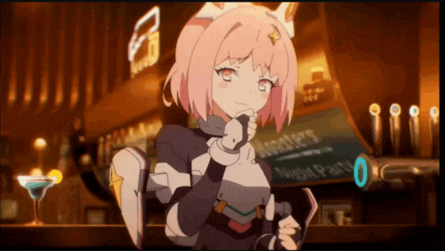 a girl with pink hair stands in front of hooters night party sign