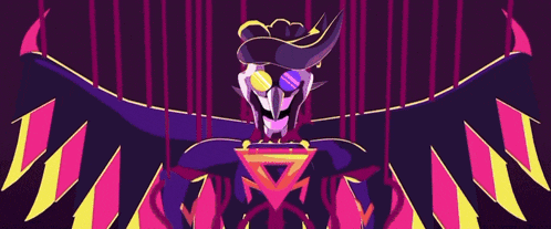 a cartoon drawing of a man with wings and a triangle on his chest