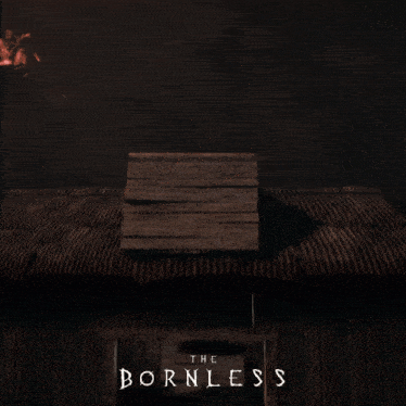 a poster for the bornless shows a man kneeling on a box