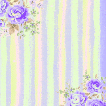 a colorful striped background with purple flowers and the words " i 'm sorry "