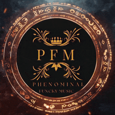 a logo for phenomenal funky music with a crown on top