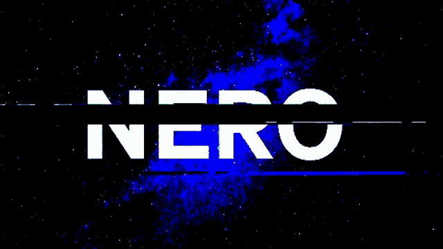 the word nero is displayed in a glitch effect