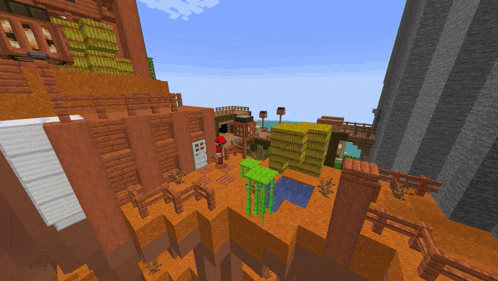 a screenshot of a minecraft game shows a man in a santa claus outfit