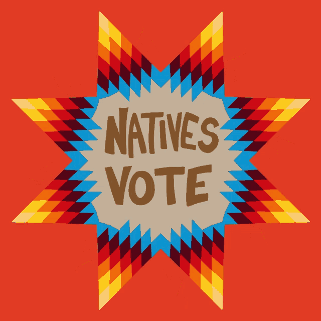 a colorful star with the words " natives vote " in the center