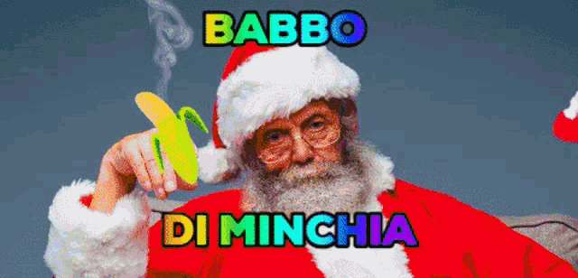 babbo di minchia is written above a picture of santa claus