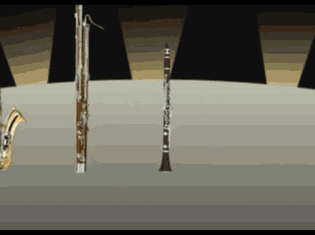 a saxophone a clarinet and a bassoon are shown in a cartoon