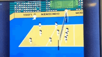 a volleyball game is being played on the nintendo