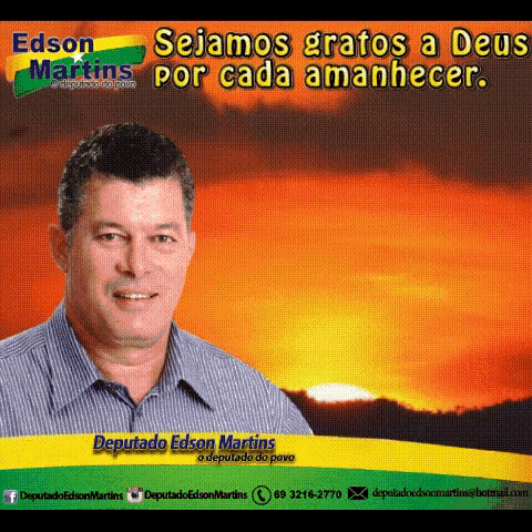 a poster for edson martins with a sunset background