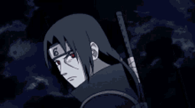 itachi uchiha from naruto is holding a sword in his hand .