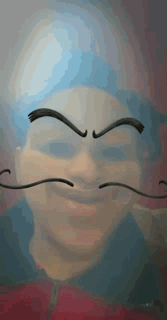 a person with a mustache and eyebrows on their face