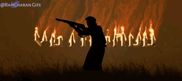 a person standing in front of a crowd with ramcharan gifs on the bottom left