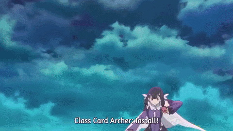 a girl is holding a card in her hand and says class card archer install ..