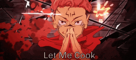 a cartoon character with the words let me cook below it