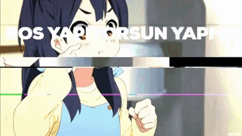 a cartoon of a girl with the words ios yap orsun yapn