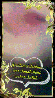 a picture frame with a heart shaped speech bubble that says assalamu'alaikum warahmatullahi wabarakatuh