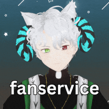 a picture of a boy with horns and the words fanservice behind him