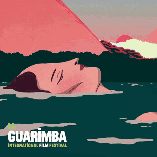 a poster for the guarimba international film festival shows a woman in the water