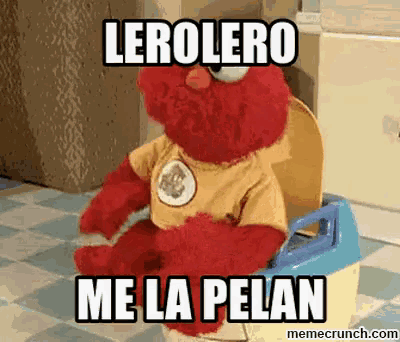 elmo from sesame street is sitting on a potty with a meme on it