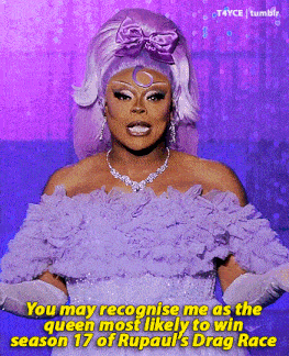 a woman in a purple dress says you may recognise me as the queen most likely to win season 17