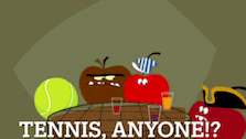 a tennis ball is being hit by a tennis racquet in a cartoon