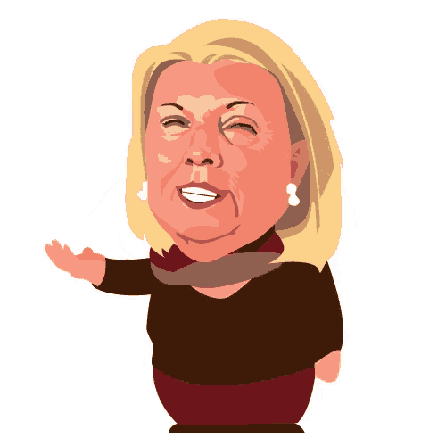 a cartoon drawing of a woman with her eyes closed and smiling