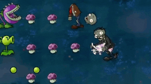 a cartoon character in a video game is surrounded by mushrooms and balls .