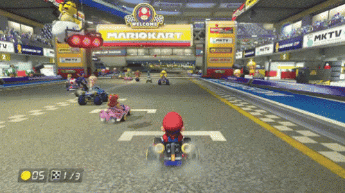 a mario kart game is being played on a computer screen