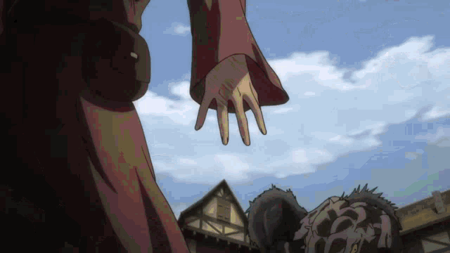a person holding another person 's hand in front of a castle