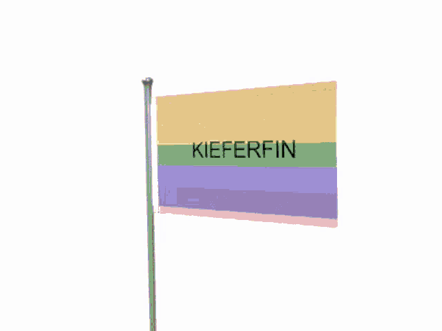 a small rainbow flag with the word kieferfin on it