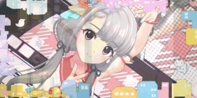 a girl with a ponytail is laying on a blanket with a cat in the background