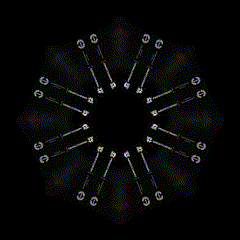 a black background with a kaleidoscope pattern and a circle in the center