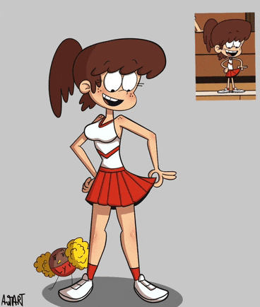 a drawing of a cheerleader from the loud house with the letters astart on the bottom