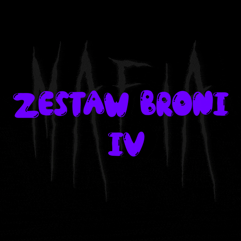 a purple sign that says zestaw broni iv