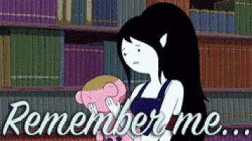 a cartoon of a girl holding a teddy bear with the words remember me written below her